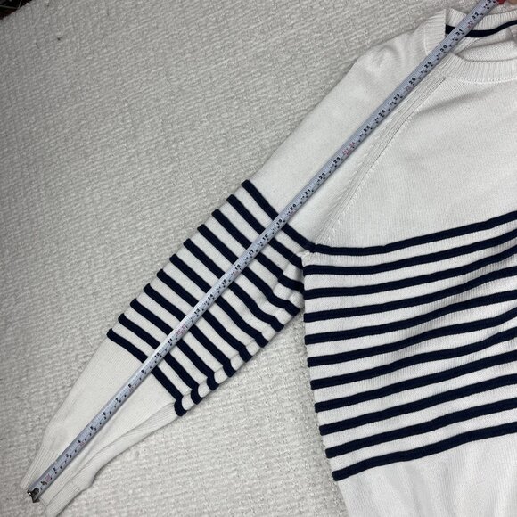 Lacoste Live! Preppy Knitted pullover Sweater White / Navy Striped Men Sz 6 Read - Picture 15 of 16
